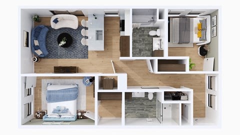 Floor plan for 2 beds, 2 baths, 1015 sqft
